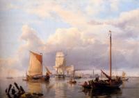 Johannes Hermanus Koekkoek - Shipping On The Scheldt With Antwerp In The Background